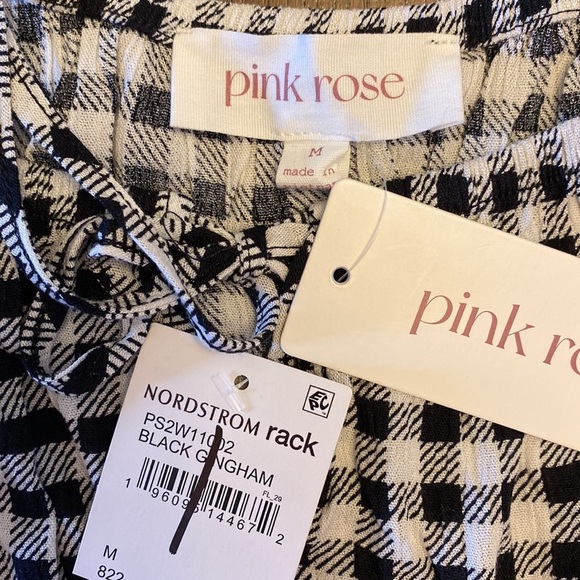 Pink Rose Black GinghamTop Size Medium - Picture 8 of 13